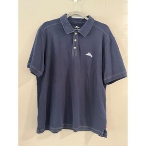 Tommy Bahama Mens Polo Shirt Large Blue‎ Pima Cotton Short Sleeve Casual